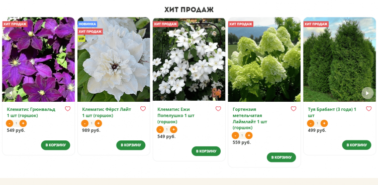 Выбор товаров на сайте АгроСемФонд