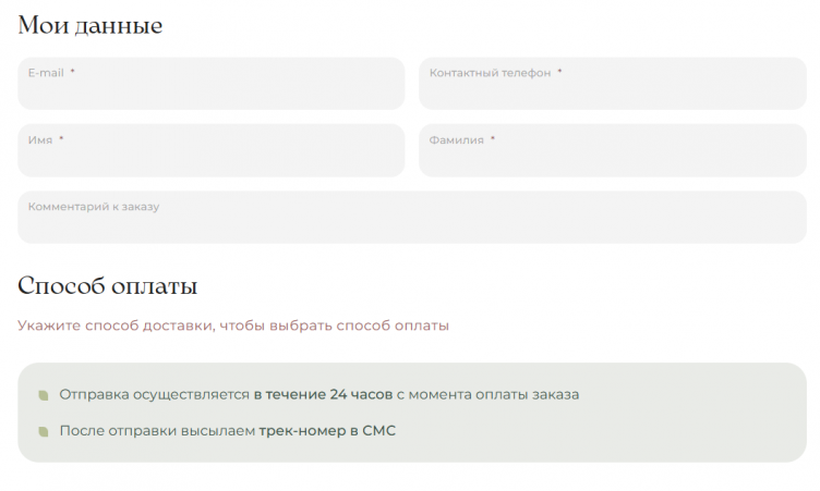 Оформление заказа в Amazonica