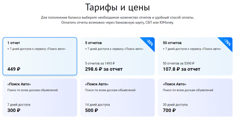 Тарифы на проверку авто в Автокод