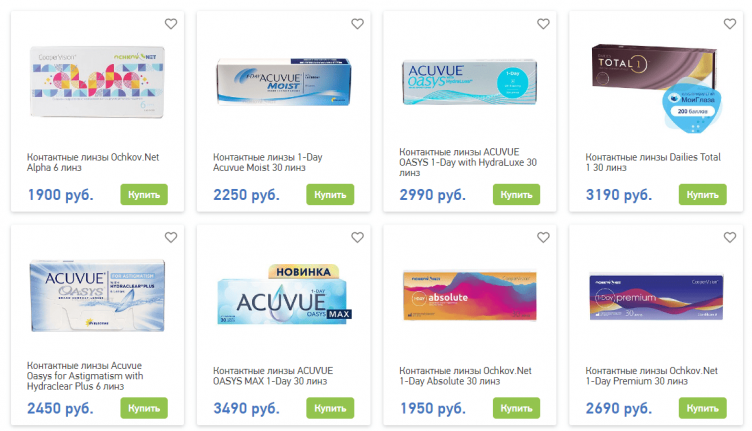 Выбор товаров на сайте Очков.Нет