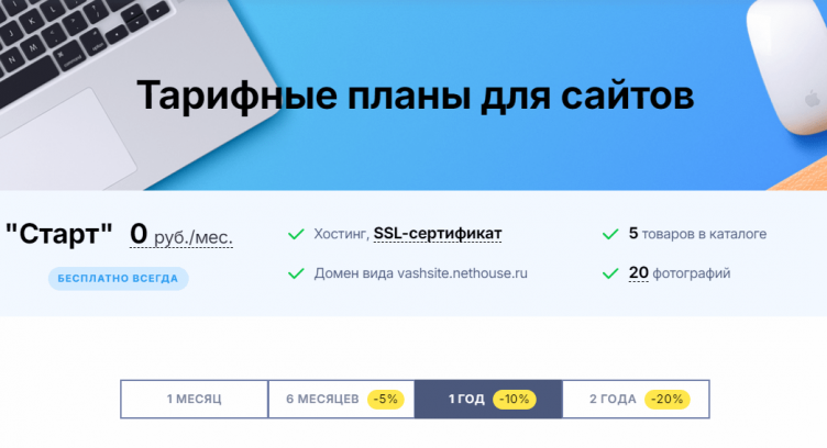 Выбор услуг на сайте NetHouse